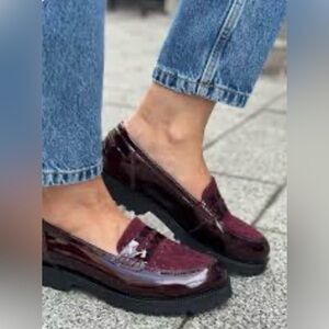 Waldläufer Eliza Burgundy European Patent Leather Slip On Loafer Shoes